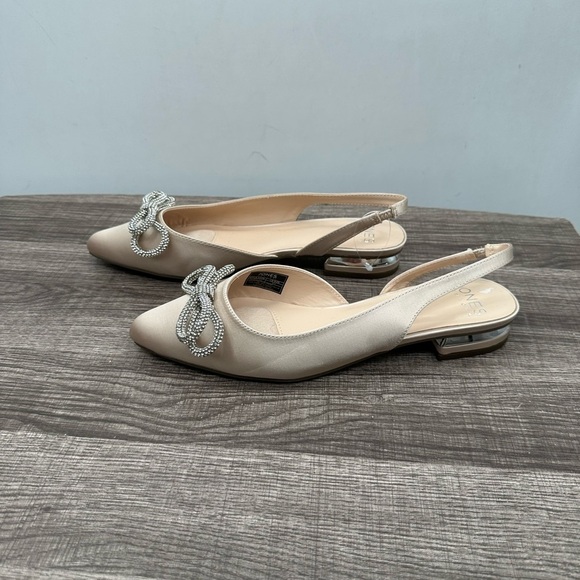 JONES NEW YORK satin pointed toe jeweled bow sling back bridal preppy shoe NWT 9 - Picture 6 of 10